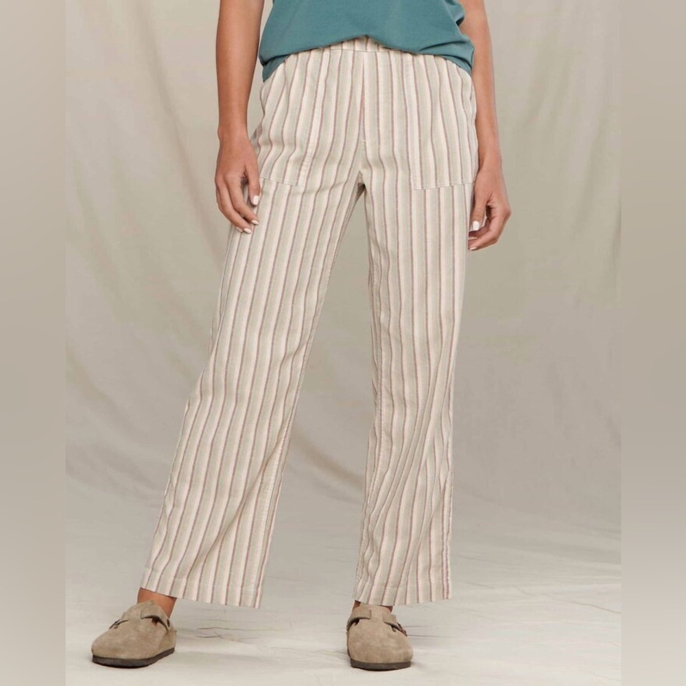 Casual Striped Wide-Leg Pants - Cream